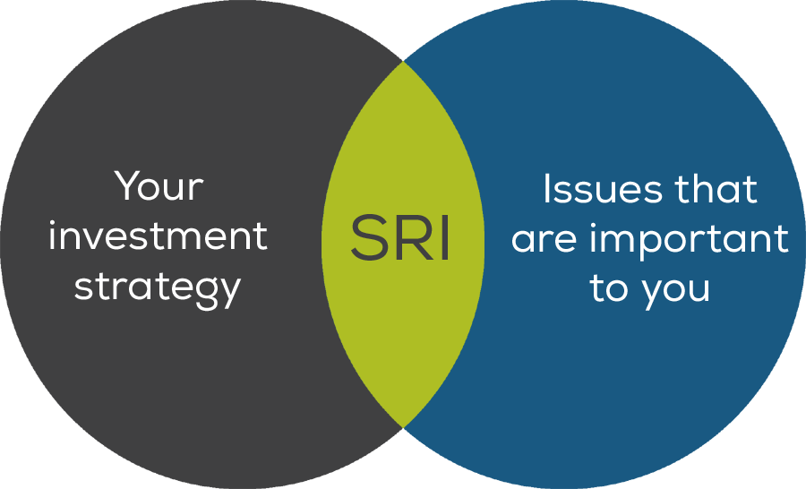 Diagram demonstrating how SRI integrates your investment strategy with issues that are important to you